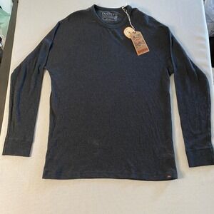 NWT Faherty Mens Cloud Waffle Crew Charcoal Heather Long Sleeve Thermal